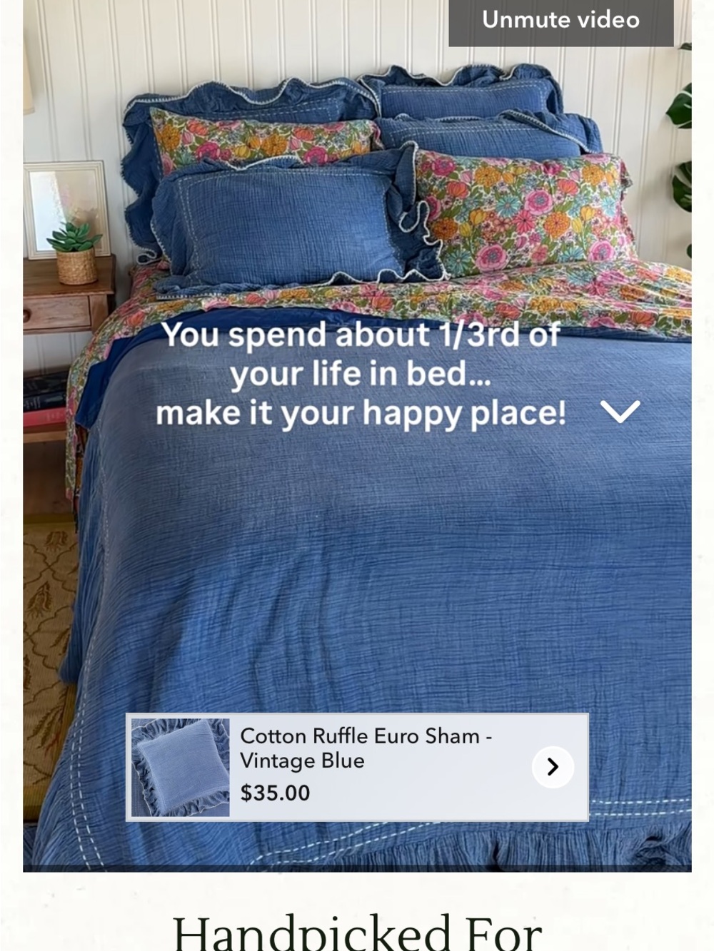 Natural Life Vintage Blue Cotton Ruffle Queen Duvet - Picture 3 of 3